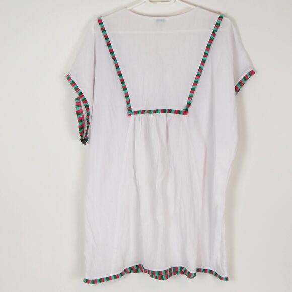 J Crew Women's XL Top Boho BeachTunic Cover-Up Layering White Tassels Fringe - Picture 2 of 9